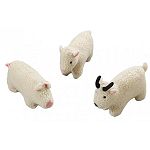 Natural fleece toy with squeaker. 3 animal assortment: pig, sheep and goat.