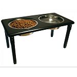 This double diner for your pet adjusts to multiple heights. Promotes better digestion and posture for all dog breeds. The legs are very sturdy and feature non-skid bottoms to eliminate spillage. Durable construction.