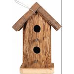 Natural wood two story birdhouse Made in the usa by skilled craftsman Two entrances allow two birds to share the space