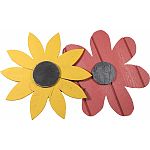 Large wooden daisy in assorted colors of yellow, white, and red Made in the usa with care by skilled craftsman