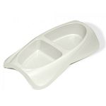 This small pet double dish features convenient lifting handles and fully-nested stacking. Attractive high gloss finish and is dishwasher safe. Unbreakable (under normal use) Comes in assorted colors. Capacity: 10.0 oz./side
