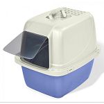 This top of the line litter pan features an odor absorbing filter that removes odors from air. Prevents litter spills. Also has a convenient carrying handle and four latches lock the top to the bottom.