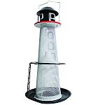 Charming feeder is styled like a traditional lighthouse in black and white, with just a pop of red. Includes a feeding tray at the bottom connected by a ladder to a perch ring. Feeder captures energy through a solar cell in the top, powering an led to ill