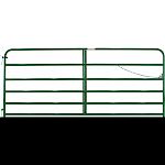 Perfect gate between pastures and entries. 1-3/4 inch round high-tensile strength tubing. Superior continuous-welded saddle joints. Ready to hang with weld on chain latch. Features superior e-coat and powder over e-coat finishes to ensure longer life in t