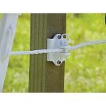 For use on wood posts or t-posts. Works with high-tensile wire, poliwire, or politape in both permanent and temporary fences.