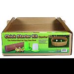 Starter kit includes: 1 lb capacity feeder, 1 qt plastic waterer, starter feed and 5 diameter living corral Box converts to a carrier for chicks Perfect start for a new flock