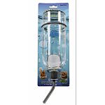 Quality chew proof, dishwasher safe glass Drip resistant sipper with floating water level indicator Simple, secure tension spring and steel support can be used inside or outside a cage