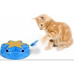 Hide & seek action game with fast-moving feather wand that changes direction randomly Patented electronic realmouse sound creates the allure of a real hunt for prey and stimulates cats natural instincts Includes carpeted scratching area