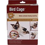 A small plush bird toy suspended in the cneter of the colorful cage-ball bursts into song when the ball is pushed and rolled Cats love to chase the chirping bird inside Bird sound activiated by rolling motion Plush bird toy includes recycled fiber fill