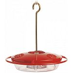 The HummZinger Mini has 3 feed ports and an 8 oz capacity. This easy to clean feeder has a built in ant cup in the bowl. The cover is bright red to attract hummingbirds. 