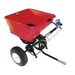 The Earthway 2170T Tow Broadcast Spreader has the same features as the 2170 but is designed to be towed. The 2170 T has a high volume 3,350 cu. in. capacity hopper holding up to 100 lbs of fertilizer and includes a hopper screen.