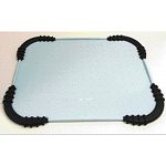 The JW Pet Skid stop placemat is attractive and will absolutely stay in place. Approx. 11 x 14 inches. The Stay in Place Mat has a dark trim edge using the Skid Stop technology. COLOR MAY VARY FROM PICTURE.