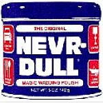 NEVR-DULL is an extraordinary cleaning wonder that shines all metals with sparkling ease. Each can contains a generous supply of specially treated cotton wadding cloth. 5 oz.