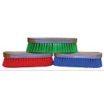 9 X 2.5 Synthetic hard bristle bedford brushfor horses on a wood back. Large bedford brush measures approximately 9 x 2.5 inches Pony size measures 6.5 x 2.25 inches. Imported / great value. Assorted colors