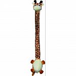Extended neck for easy tug, toss and fetch Squeakers and crinkle sound entice play Soft fabric is ideal for cuddle time Neck extend to 2 feet of fun Designed for light/moderate chewing