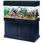 Constructed entirely of solid wood. Each stand and canopy is stained and finished with a waterproofing sealer that will protect them from splashes and water. Fits tank: 75e, 90, 110x gallons. Canopies are available with full length doors that allow easy a