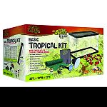 Ideal starter kit for juvenile tropical animals. Comes with screen cover, reflective dome with a day blue bulb, under tank heater, terrarium carpet and temp/humidity gauge.