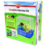 The perfect home for your pet hamster. Kit includes: cage, wheel, food dish, fiesta max hamster/gerbil food, critter canteen water bottle, and clean & cozy bedding.