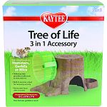 Assembled dimensions: 12 l x 6 w x 7 h Three essential acessories for hamsters, gerbils or mice Hideaway tree provides a safe nook to nest and rest Built-in exercise wheel for necessary activity Removable food dish included