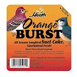 The Heath Orange Burst Suet Mix offers a quick source of high energy for your backyard birds, which have a very high metabolism. Suet is an excellent substitute for insects on which birds usually feed that are not plentiful in cold weather.