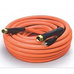50 heated hose. Thermostatically controlled. Turns on in cold temperatures and turns itself off in warmer temperature 5/8 diameter hose made with durable 150psi pvc and quality brass fittings.