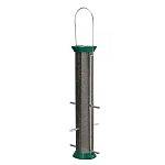The New Generation Thistle Feeder by Droll Yankees is available in a Green or Burgundy finish to match your outdoor decor. Tops, bases and ports are coated in a durable powder coated finish that is made not to chip or fade. Fill with Nyjer seed.