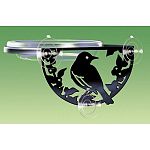 Rust-proof, silhouetted songbird and blueberries design. Mounts to window with 3 strong suction cups. Sturdy 6-inch locking dish with drainage holes. Holds 2 cups of seed, fruit or mealworms. Attracts chickadees, goldfinches, cardinals, bluebirds, oriol