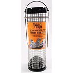 Attracts woodpeckers, nuthatches, chickadees and other outdoor pets. Stainless steel wire cage will not rust. Base and cap are metal to deter squirrels from chewing. Stainless steel bail wire. Durable color finish.