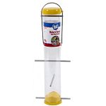 Polycarbonate tube is uv stabilized , and will not crack or yellow. Perches, base and cap are metal to deter squirrels from chewing. Stainless steel bail wire. Durable color finish.