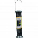 The attraction of a finch sock but the durability of metal Rust-proof, heavy duty steel mesh tube Attach an omt omni seed tray to catch spilled seed and to add platform perching space Hang or pole mount Diamond-shaped openings fit birds beaks better than