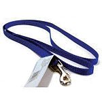 3/8 inch wide nylon dog lead with 2 inch swivel snap. Made from premium quality nylon. One end has a stitched hand loop and the opposite end has an extra-heavy snap for added strength. Multiple lengths and colors.