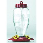 The Homestead Glass Hummingbird Feeder is designed to be functional yet attractive. The clear, tempered glass allows you to easily see the amount of nectar. Easy to fill and clean, feeder has a large opening for filling.