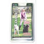 The Double-Dog Coupler™ utilizes your existing leash and allows you to walk 2 dogs at once! You have the option of walking two dogs close together, two dogs far apart, and dogs of different sizes.