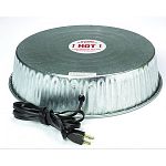 Helps prevent water from freezing in temperatures as low as 10F. Designed for use with double wall founts and other metal containers. Perfect for outdoor use in a dry, sheltered area. Cord should be protected from animals