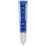 As this rain gauge fills with water, the numbers are magnifed over 35%. This Acurite gauge features 5 inch capacity and a semi-cone design. Can be mounted on a post or ground mounted. 12.5 inches long.