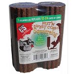 Sweet Corn flour, Peanuts and Pecans. Our Nut'N Sweet Corn Squirrelogs are 100% consumable, more economical, easier to use and remain on the feeders. 2-pack.