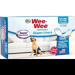 Works in conjunction with garments for dogs in heat, incontinence and training Secure fit adhesive backs Leak guard protection for all day and overnight usage Made in the usa