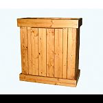 Sturdy construction with enclosed storage that hides supplies, sumps, and canister filters. Water resistant finish inside and out. Made from pine and stained to match aquarium frame trim. Frame trim.