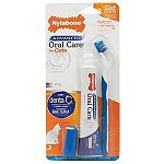 Specially formulated tartar control toothpaste with denta-c. Dual action toothbrush with rubber gum massagers that cleans gums and helps prevent periodontal disease. Toothbrush features an angled neck for better reach, and high-quality nylon bristles to c