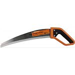 15 fully hardened steel blade pruning saw - holds sharp edges longer Triple grind power tooth(r) blade cuts on push - and pull strokes for smooth and clean cuts D-shaped handle for greater control, keeps - hand protected from brush Softgrip for added com