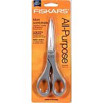 Versatile, lightweight scissors. Durable, hardened stainless steel blades. Contoured handles designed to fit your hand. Handles contain 30% post-consumer recycled plastic.