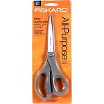 Sharp and comfortable all-purpose scissors. Durable, hardened stainless steel blades. Contoured handles designed to fit your hand. Handles contain 30% post-consumer recycled plastic.