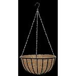 The Gardman Black Traditional Hanging Basket - 14 or 16 in. is an inexpensive and charming way to add color inside or outside of your home. Made of metal with a black finish and coco liner included. Also, includes chains for easy hanging.