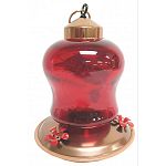 This adorable and charming red glass mini lantern hummingbird feeder will make a great addition to your hummingbird feeder collection. This feeder holds 14 oz. of nectar and has four feeding ports.