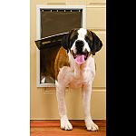 Solid aluminum construction. Locking panel. Transparent single flap for weather-tight seal. Easy do-it-yourself installation. Fits doors from 3/8 to 2 thick. Dimensions - 16 3/8 x 27 1/4 . Flap opening dimensions - 13 5/8 x 23 . For pets up to 220 pou