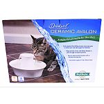 Offers fresh, filtered water in a ceramic design that is easy to clean and looks great in your home. The upper and lower dishes provide two drinking areas for your pets and the circular design makes it easily approchable. Dual patented free-falling stream