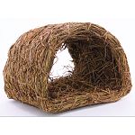 Woven grass hide a way hut is made of all natural grass and is safe to chew. Protects sensitive paws from wire bottom cages. Can be used inside and outside of cage.