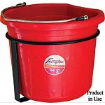 The portable wall mount pail holder is used to hang buckets in stalls or pastures.  Mount holder on wall and place bucket in hanger.  Bucket not included. 13.5 inch diameter. 9.5 inch depth.