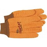 14 oz. heavy napped fleece out cotton flannel. Lined and bonded with rubberized adhesive. Clute-cut design with continuous thumb and knit wrist. Chore glove for hand protection. Yellow chore glove, rubberized the purchaser should verify suitability of the