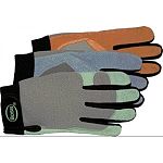 For excellent hand protection, features a suede leather palm, leather index finger and fingertips. Ladies boss guard cowhide leather glove for hand protection. Leather, spandex, velcro.